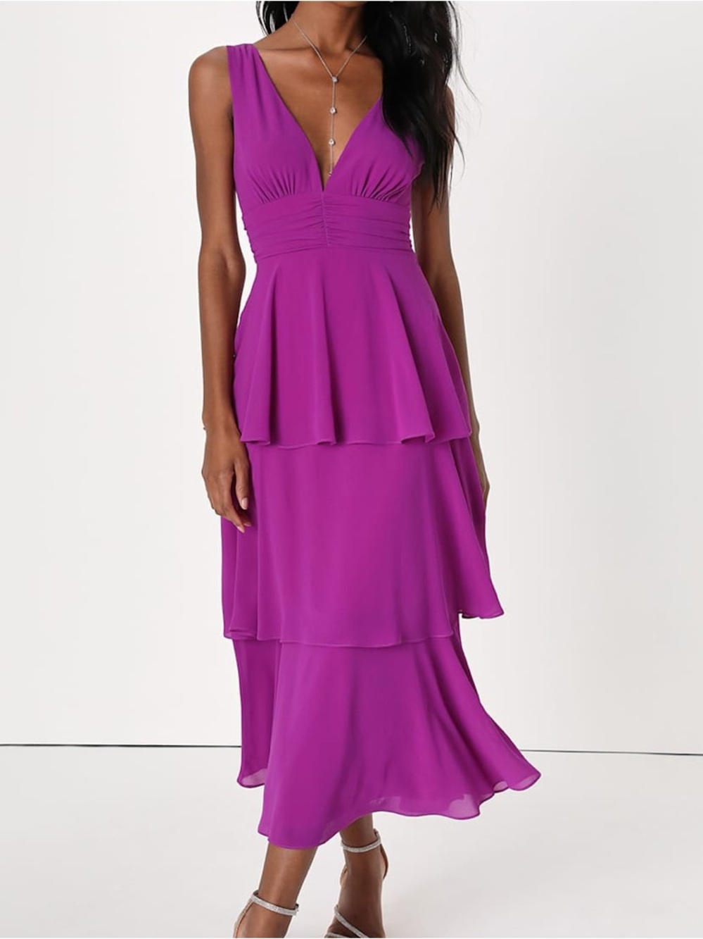 NWT LULU'S Celebration tired party event dress purple M - Picture 3 of 9